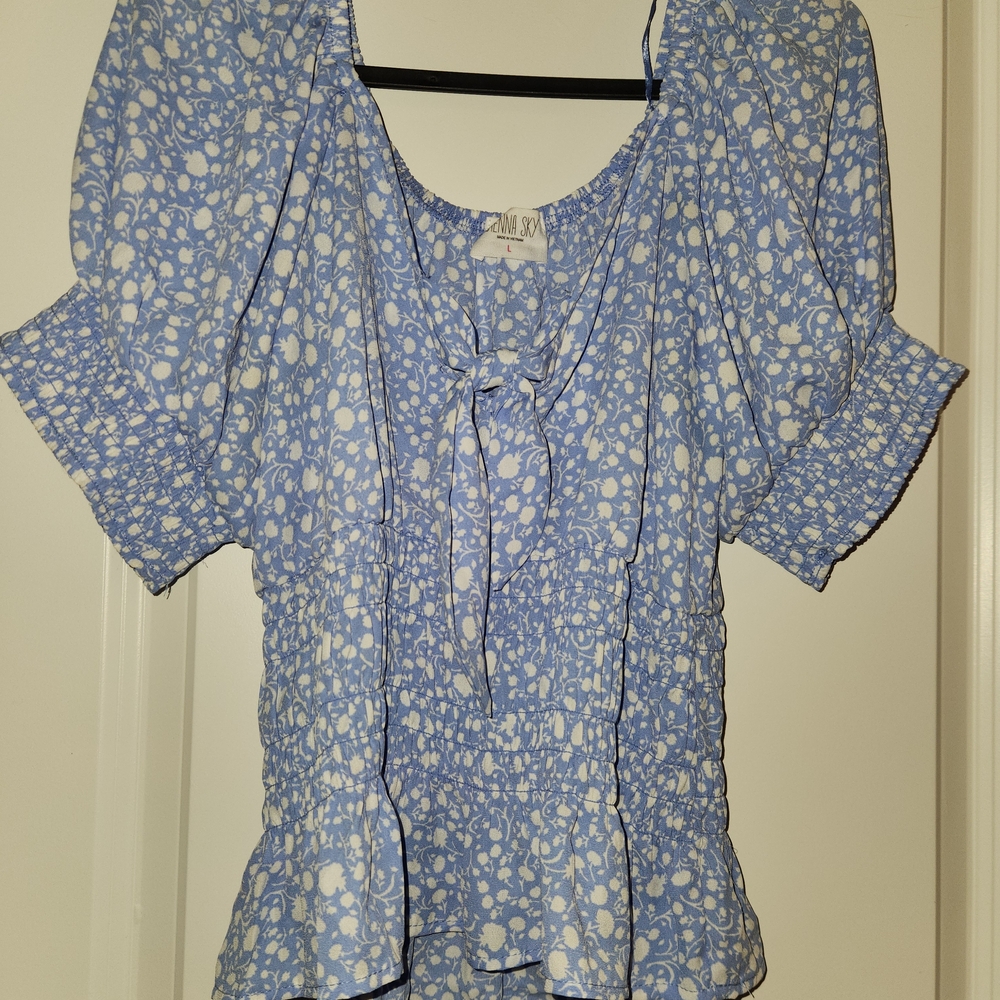 Sienna Sky Light Blue Floral Blouse